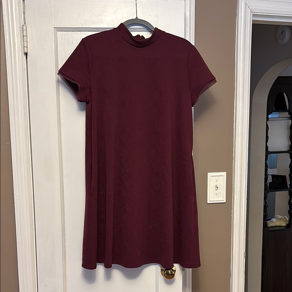 Simply Vera Vera Wang Red A-line Mock Neck Mini Dress